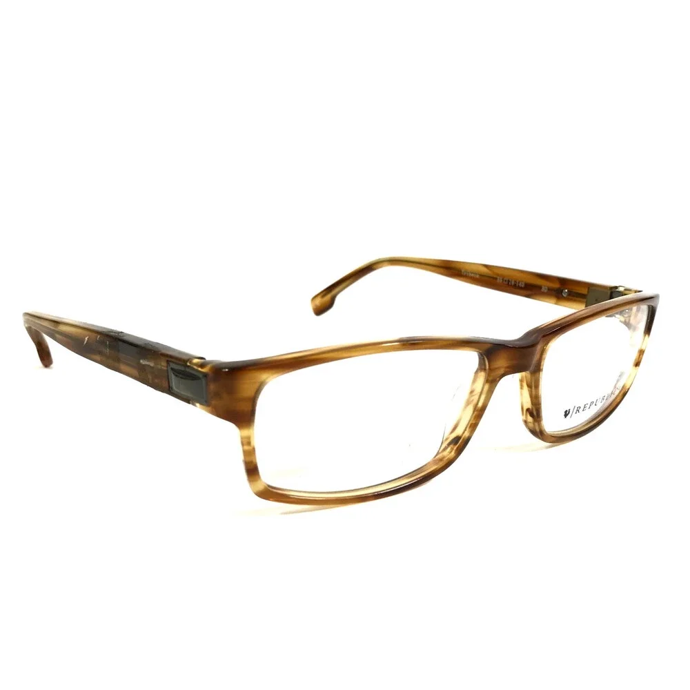 Republica Eyeglasses Frame Tribeca BD Striped Brown Horn Rectangle 55-16-140